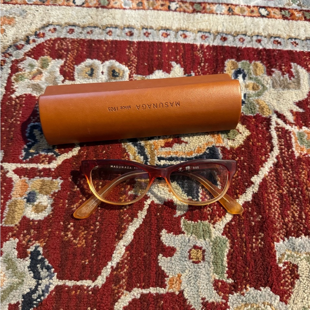 Masunaga #008 Eyeglasses Prescription Cat Eye Unisex Redish Brown